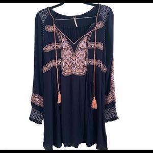 Free People Wind Willow Embroidered Mini Dress